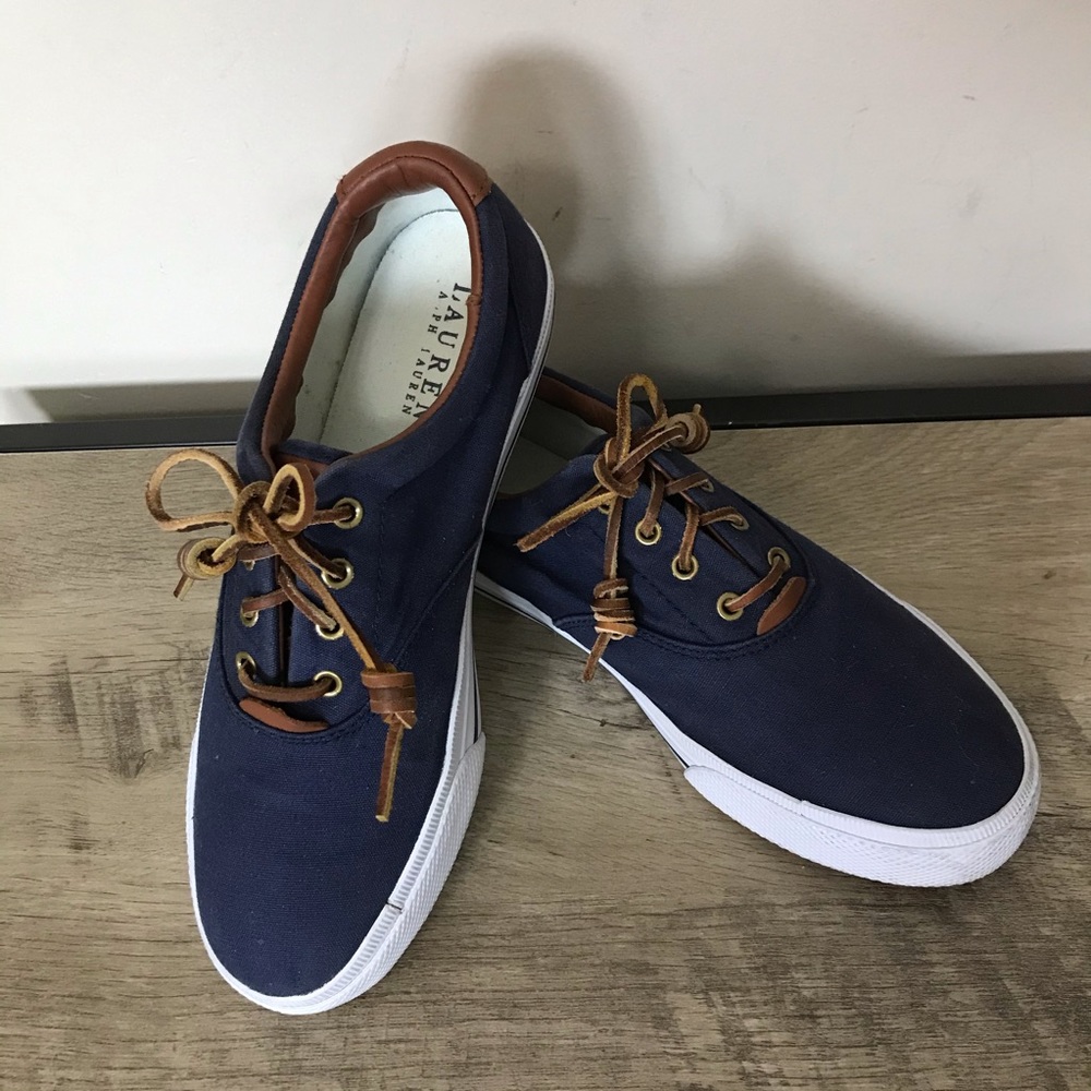 RALPH LAUREN Navy BLUE Canvas BOAT SHOES Sneakers
